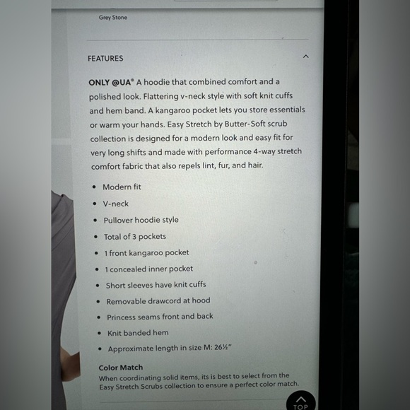 2 @ Easy stretch scrub top with hood and banded waist. ❤️❤️ black - Picture 7 of 9